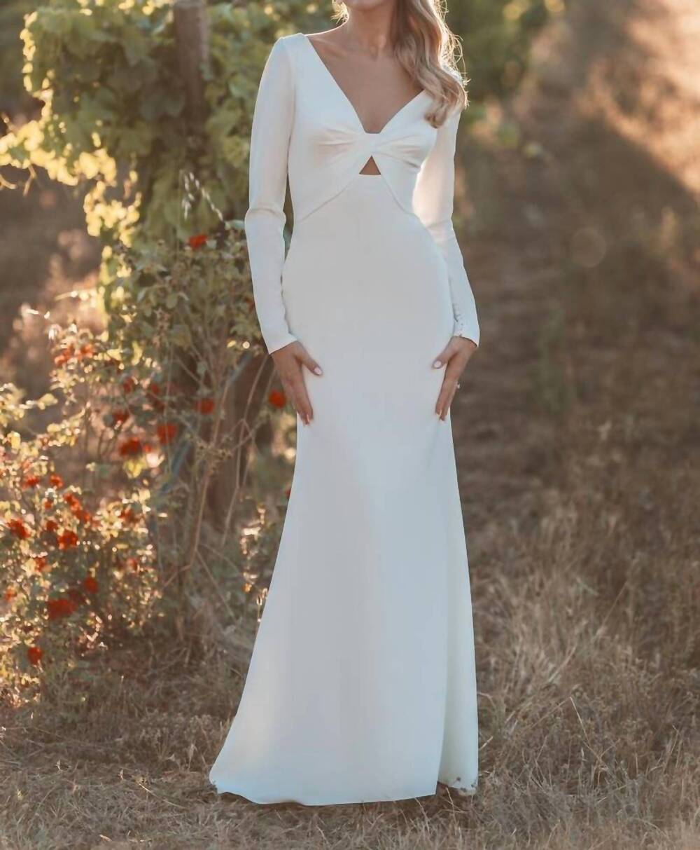 NEW ALLURE BRIDALS long sleeved bridal sheath gown in ivory